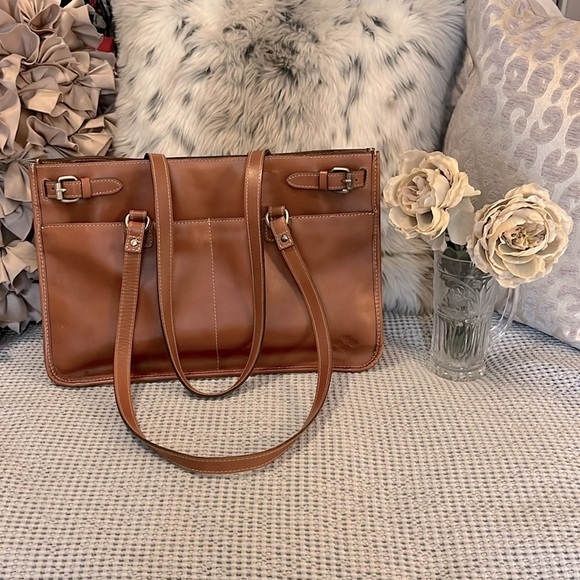 Patricia Nash Tan Light Cognac Brown Leather Olivenzia Tote Bag - Picture 2 of 16